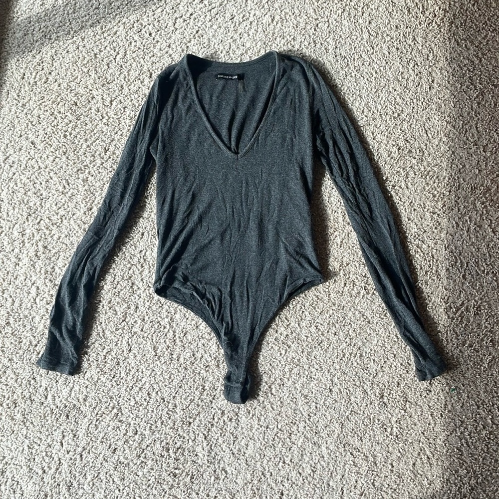 NAKED WARDROBE Deep V-Neck Bodysuit